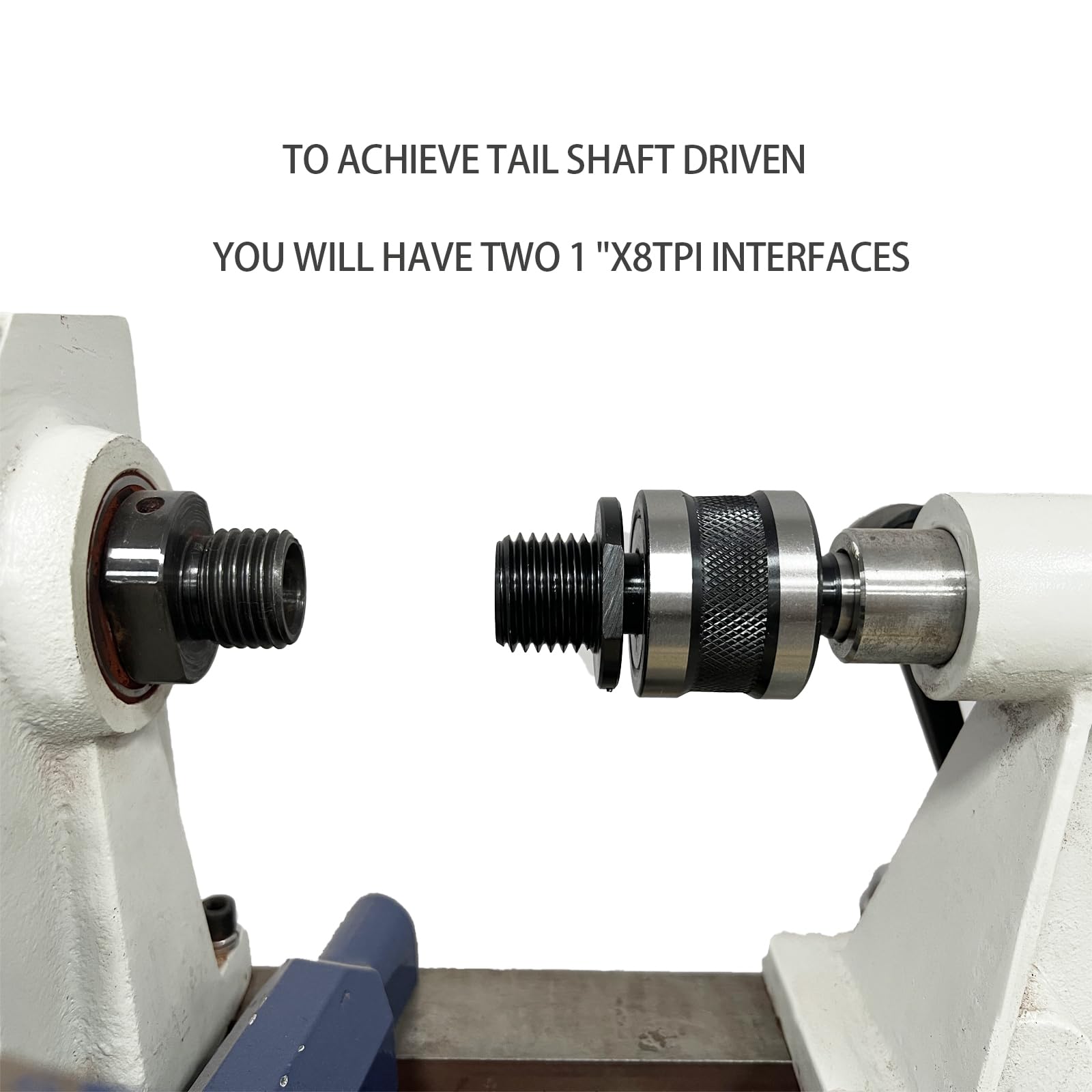 Woodworking Live Tailstock Chuck Adaptador a rosca de 1 pulgada x 8 tpi con soporte cónico Morse #2