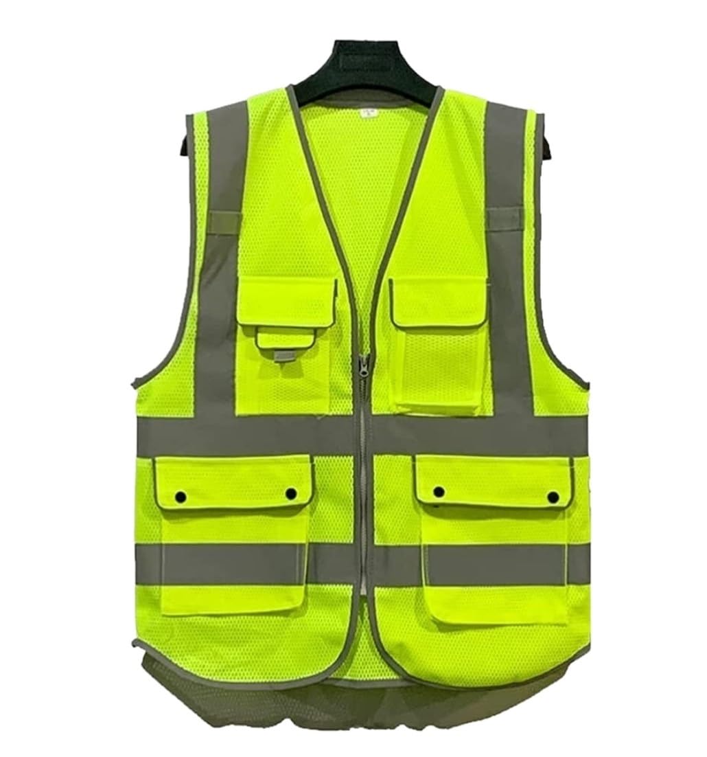 Gilet de Sécurité Veste Viete De Sécurité Réfléchie Haute Visibilité Des Vêtements De Travail Respirants Avec Des Poches Et Une Fermeture Éclair For La Construction, La Circulation, Les Travaux De Séc
