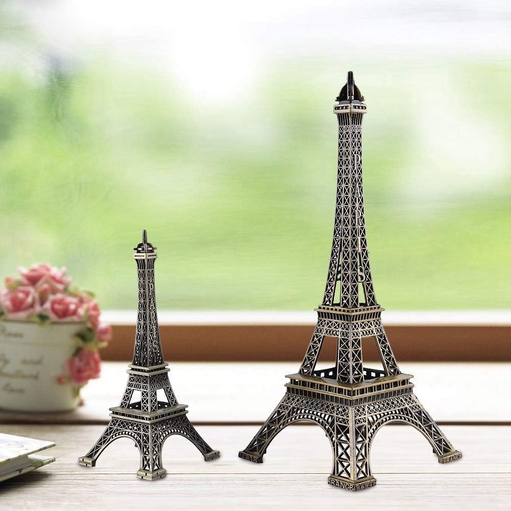 Cyrank Torre Eiffel - Statua in Metallo, Decorazione in Lega di Zinco, Statuetta da Collezione Replica Francese Per Tavolo (15CM)