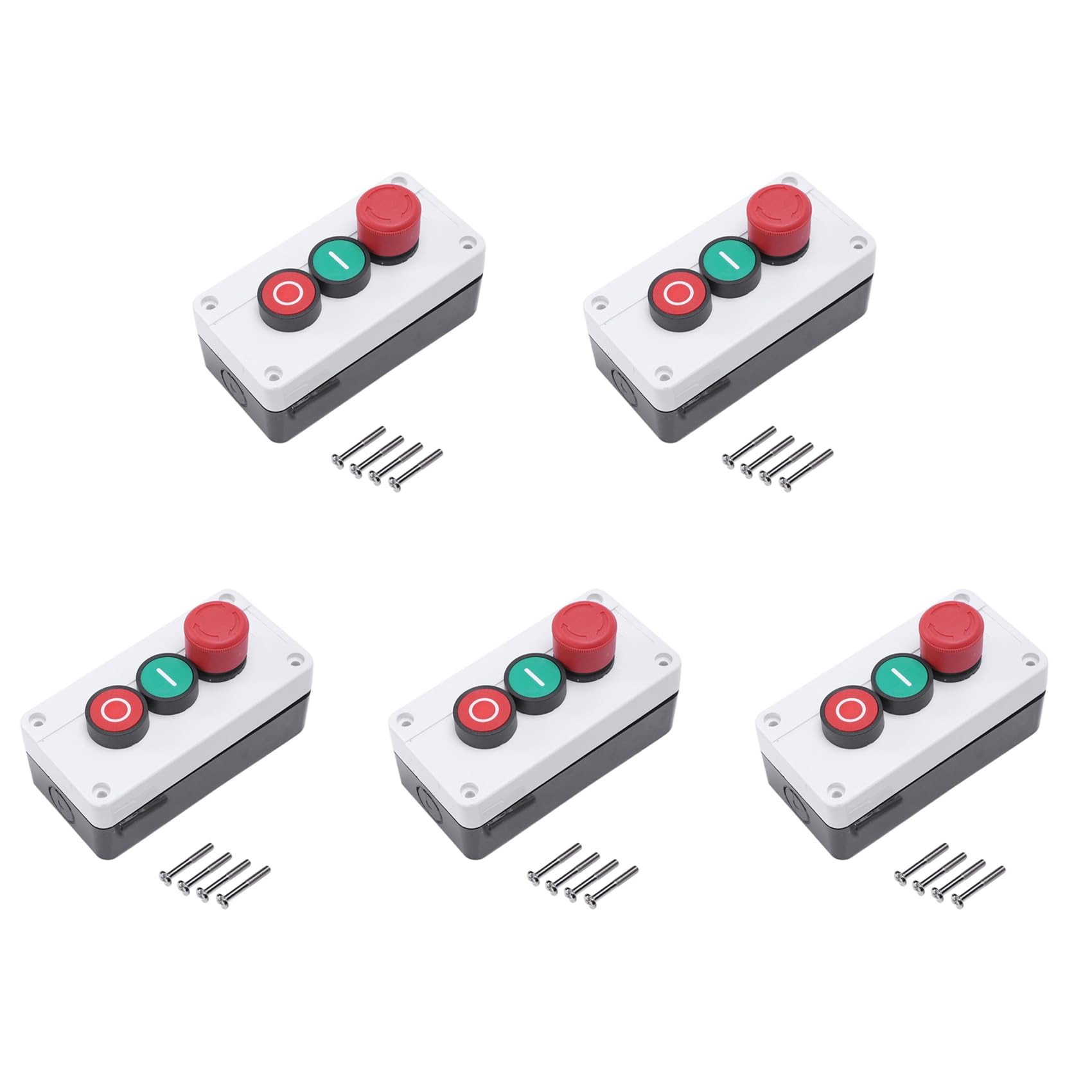 Jnchdghwa As Shown 5X Nc Emergency Stop No Red Green Momentary Push Button Switch Station 600V 10A