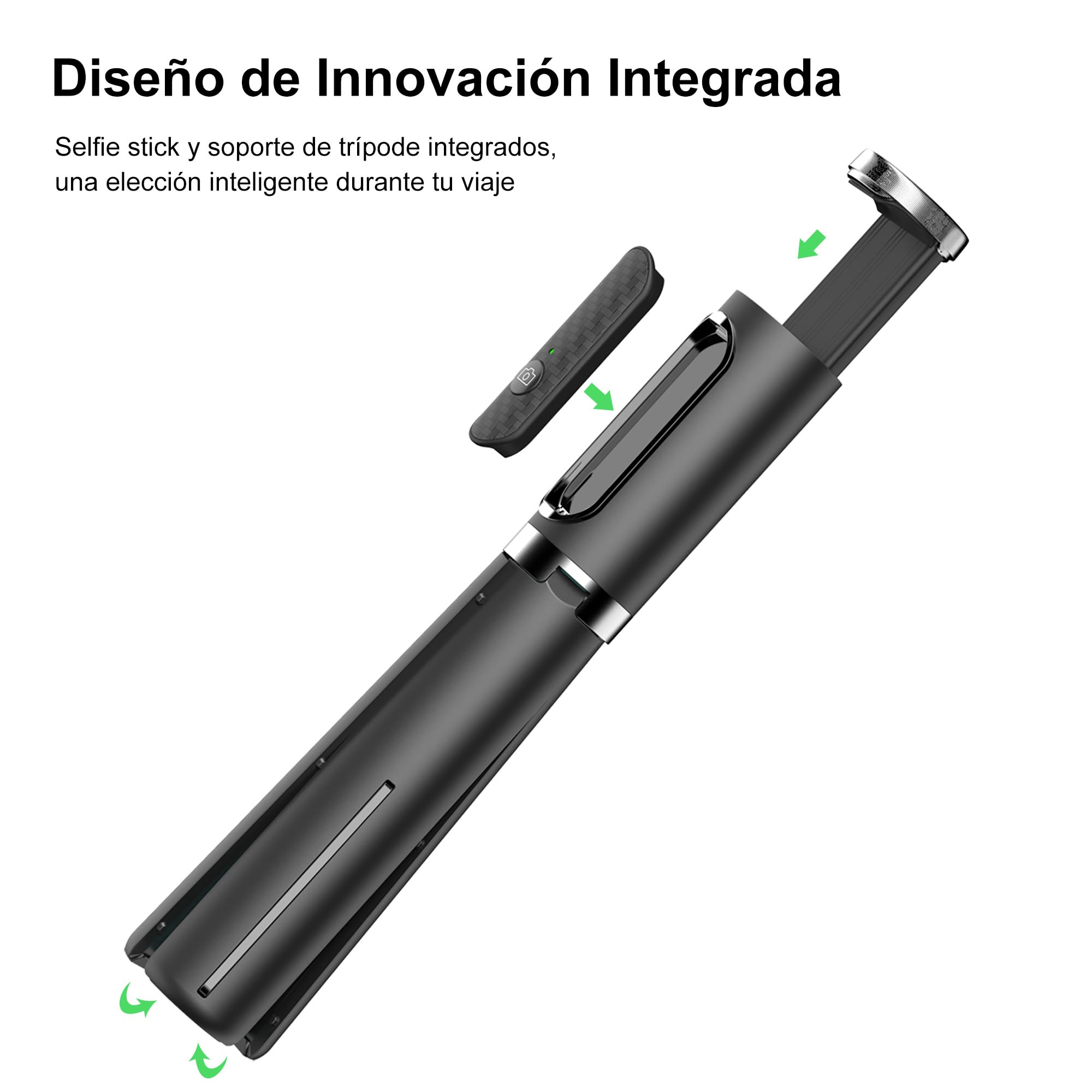 ATUMTEK Palo Selfie Trípode, Trípode Móvil 3 en 1 Extensible de Aluminio con Mando a Distancia Bluetooth Inalámbrico, Compatible con iPhone 17/16/15/14/13/12 mini/11 Pro y Smartphones Samsung, Negro
