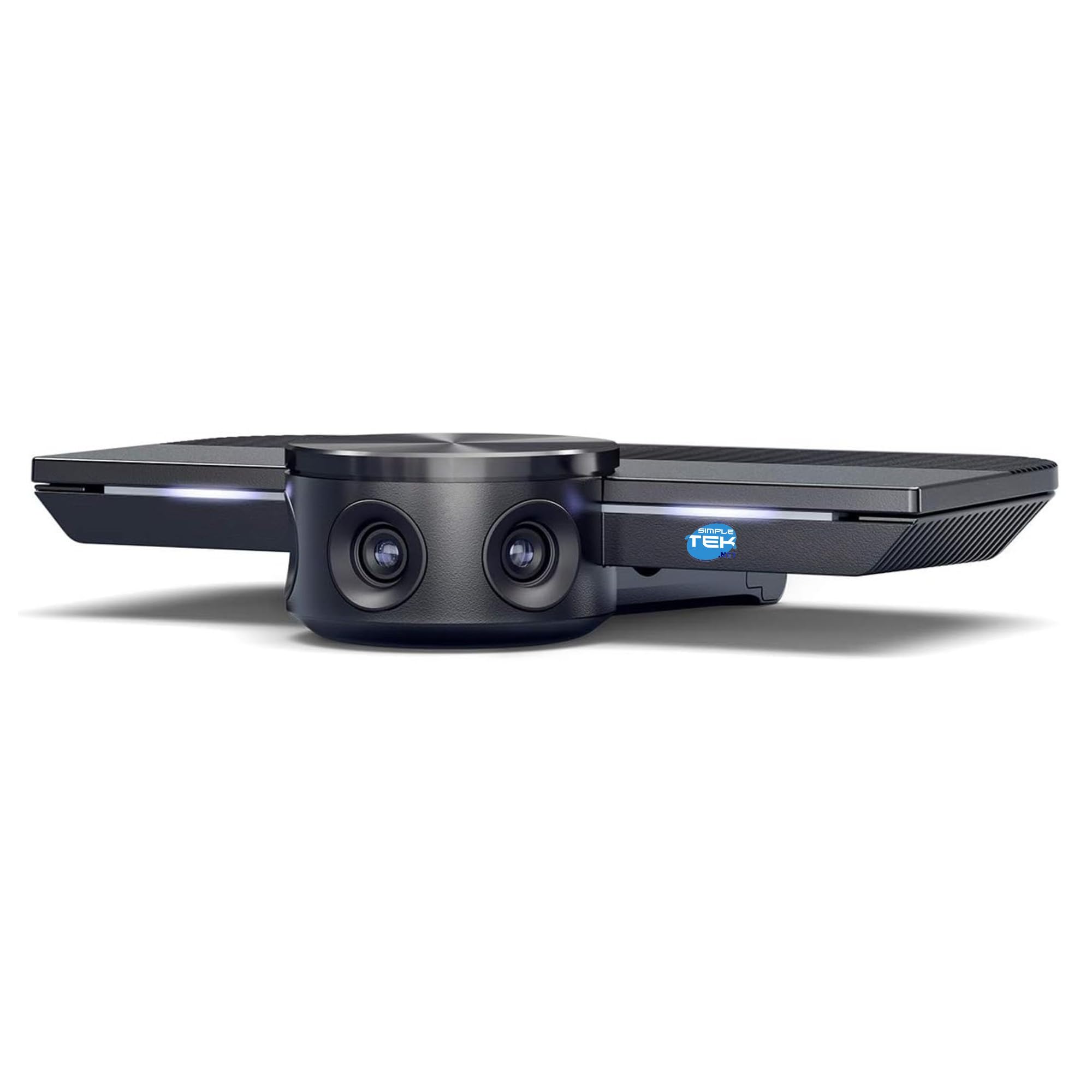 SIMPLETEK - Webcam panorámica profesional 4K - Campo de visión de 180° - 3 cámaras con puntada en tiempo real - USB-C Plug-and-Play