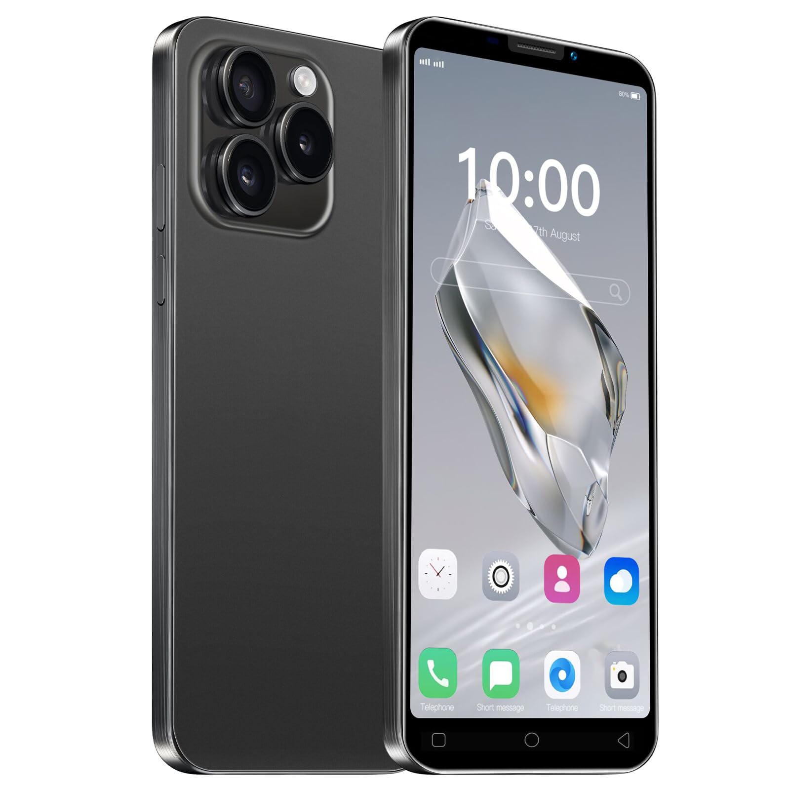 CatCalls Cat15P Smartphone Pas Cher, écran IPS 5 Pouces, mémoire ROM 16 Go/Extensible jusqu'à 128 Go, Android 9.0, Double SIM, Double caméra, Reconnaissance faciale, GPS, déverrouillage 3G (Black)