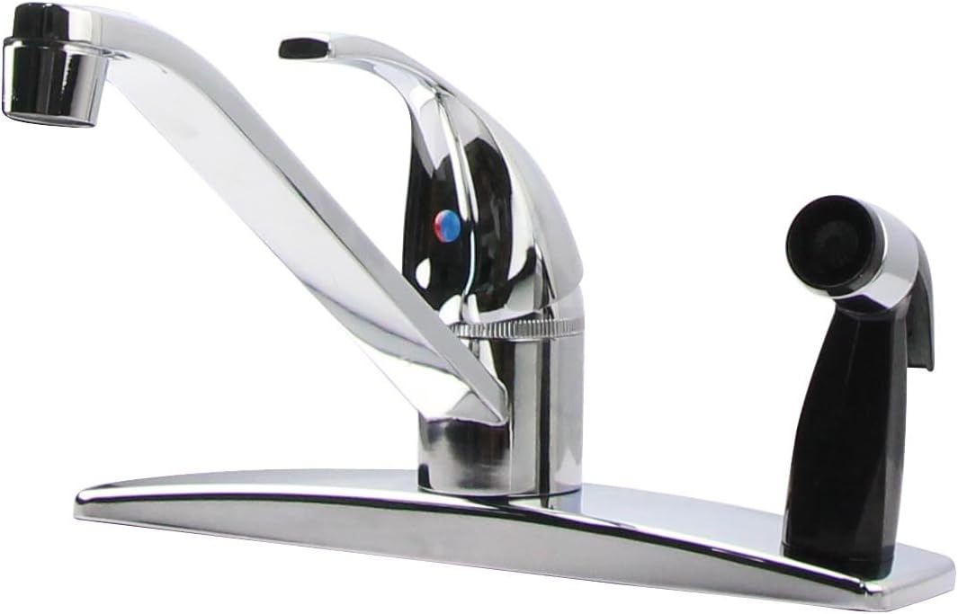 StoneCrest Single Control 8" Metal Kitchen Faucet with 3rd Hole Sprayer