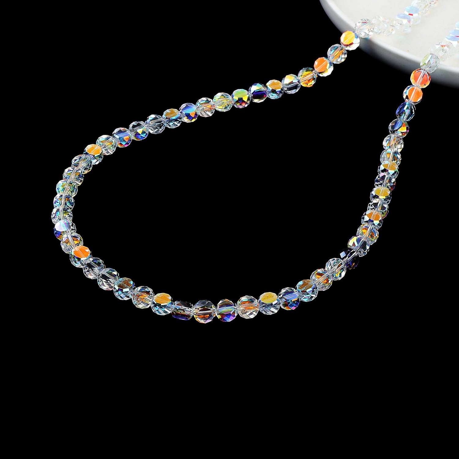 8mm Sparkle Flat Crystal Beads for Jewelry Making - Coin Spacer Round Slice Beads for Bracelets(78-82pcs, Crystal AB) - Image 3