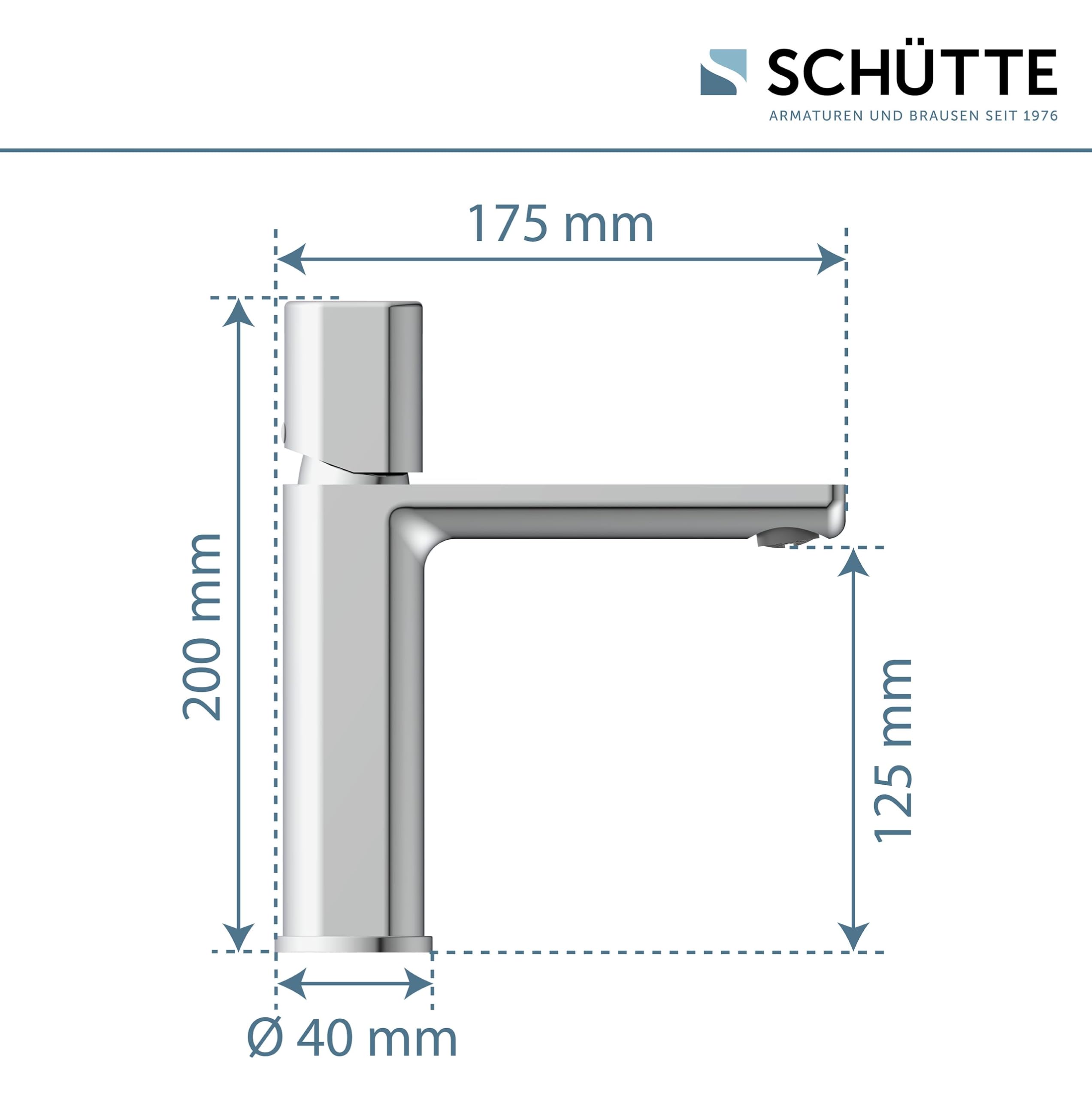 Schütte New York 33610 - Grifo mezclador monomando para lavabo con desagüe, grifo mezclador con válvula emergente, grifo de baño, monomando para baño, cromado