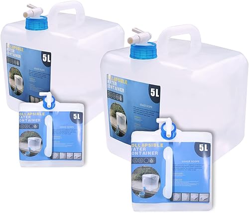 Contenedor de agua plegable con grifo, jarra de almacenamiento de agua para campamento, sin BPA para mochila de senderismo al aire libre, kit de