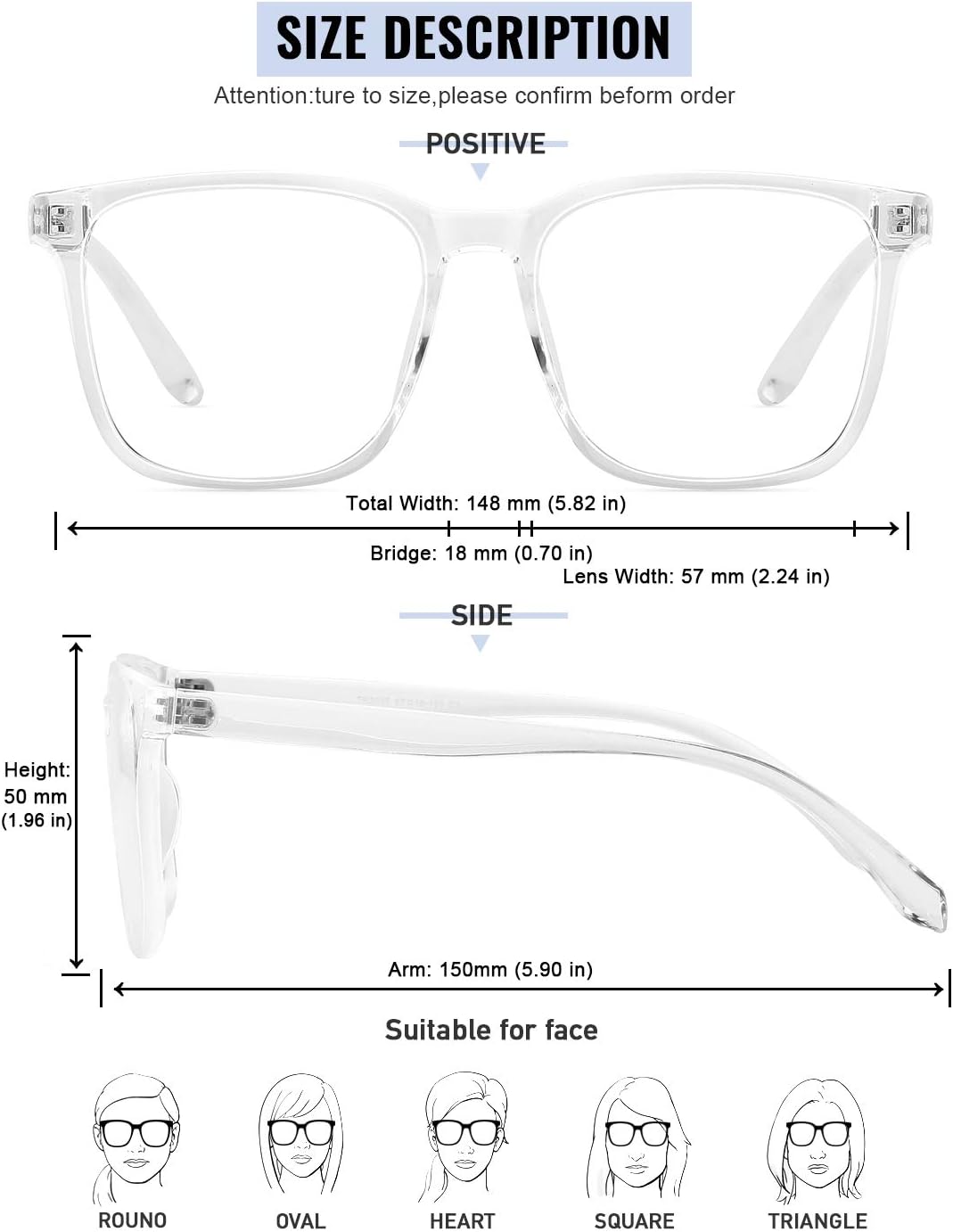 TEAPLMTT Blue Light Blocking Glasses Oversized Square Computer Glasses Anti Blue Light for Women Men - Image 5