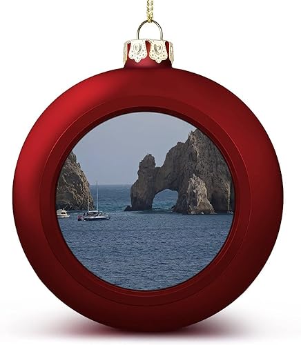 Adorno de bola roja de Navidad, Rhonda Álbom Hole in The Rock Cabo San Lucas México, adornos navideños de temporada para árbol de Navidad, Año