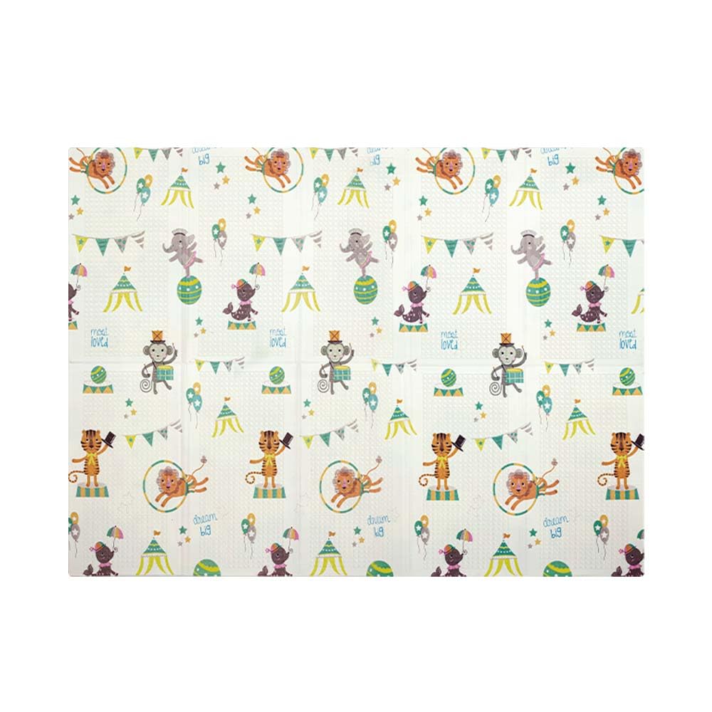 OLIVO.shop Tappeto gioco bambini pieghevole, Tappeto bambini, tappeto gioco neonato reversibile e non tossico, Tappeto cameretta 150x200 cm PLAY (GIRAFFA/CIRCO)