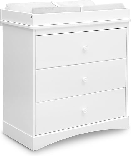 Miniatura 10 de Delta Children Sutton - Cómoda de 3 cajones con tapa para cambiar pañales y cajones entrelazados, certificado Greenguard Gold, blanco Bianca Bianca