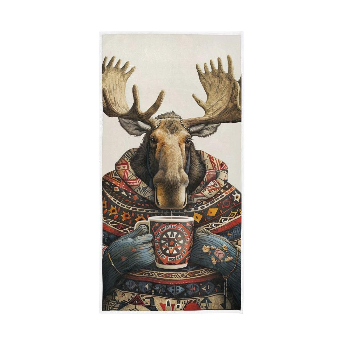 LSRCPD Cute Moose Hand Towel, Bath Hand Towels for Bathroom 15 x 30 Inches, Spa Towels