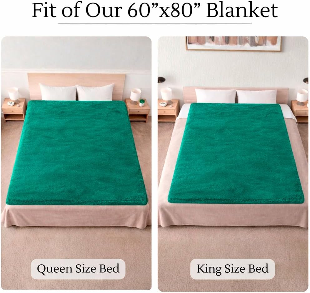 Waterproof Blanket for Bed Intimacy (80"x 60" Queen Size) Reversible Fleece | Sherpa, Love Blanket, Water Proof TPU Stain Proof Couch Furniture Mattress Winter Large Dog Bed Cover - Green