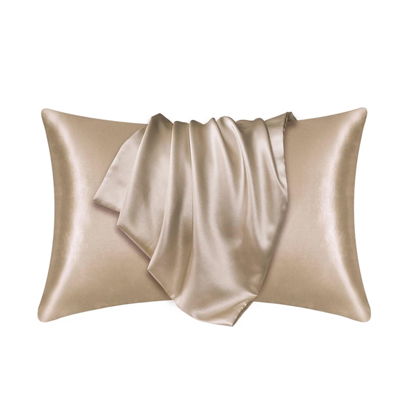LYXYGMV Silk Pillow Cover Silky Satin Case Comfortable Home Decor for Bedrooms(Golden,1PCx51x66cm(20x26in))
