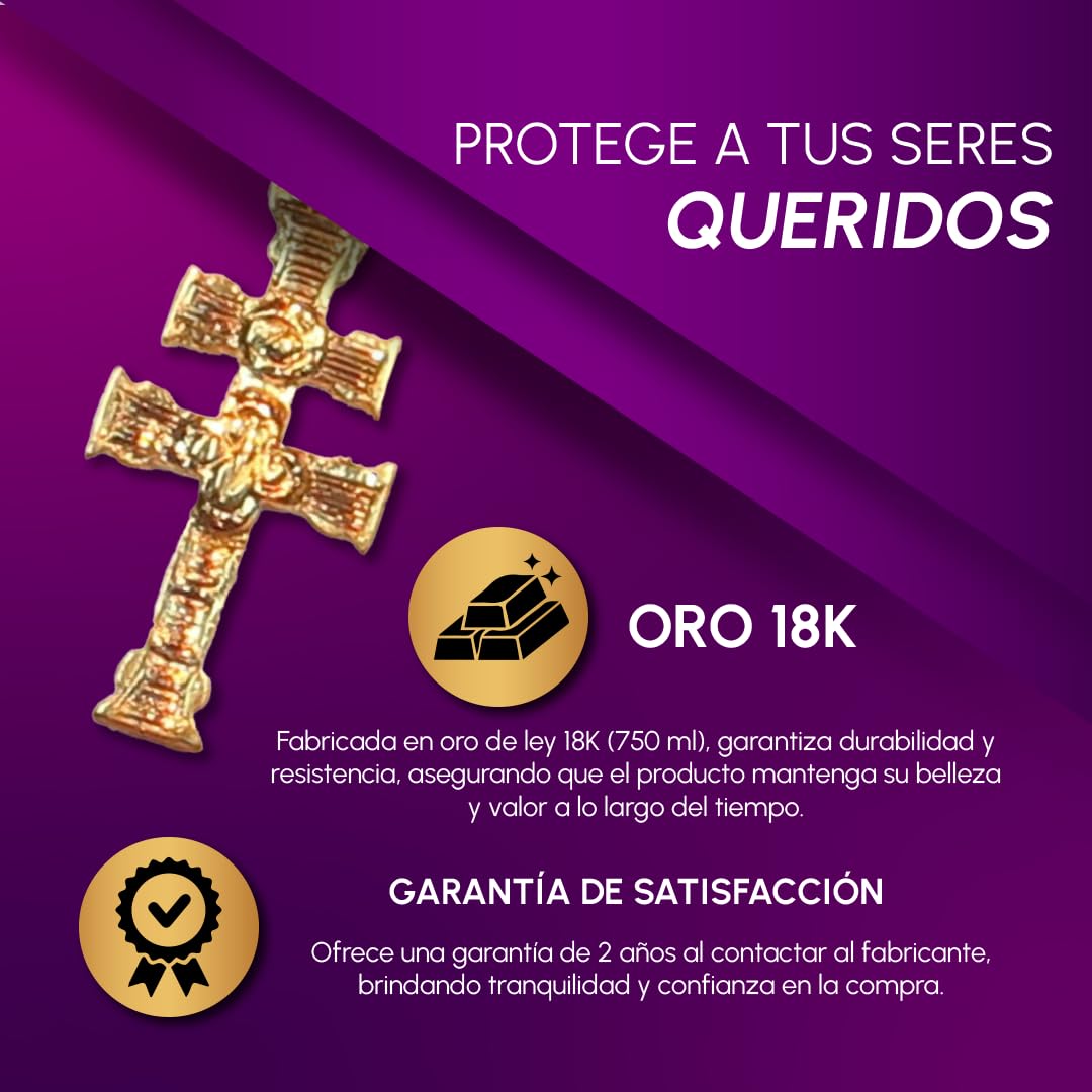 Cruz de Caravaca Oro Ley 18 Kilates 750ml - Relieve - Fabricadas en Caravaca - tamaño a elegir - Unisex - especial para regalo