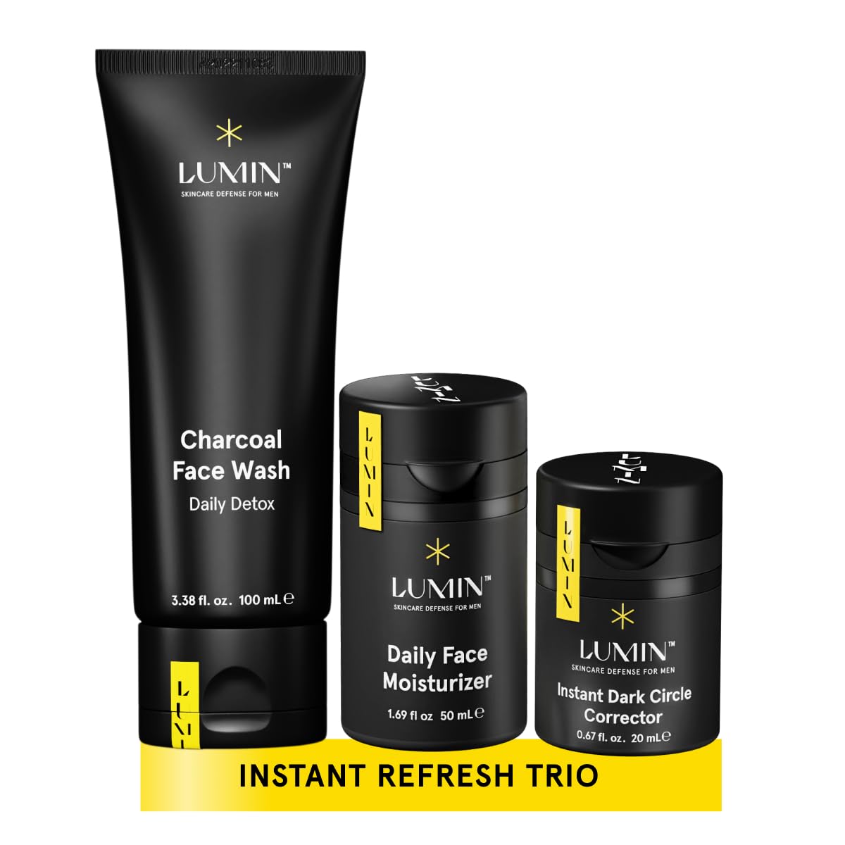LuminSkin Care Set Routine for Men - Burnout Buster Trio - Men's Facial Care Kit, Men's Skincare Routine For Dry Skin & Dark Circles, 2 Month Supply