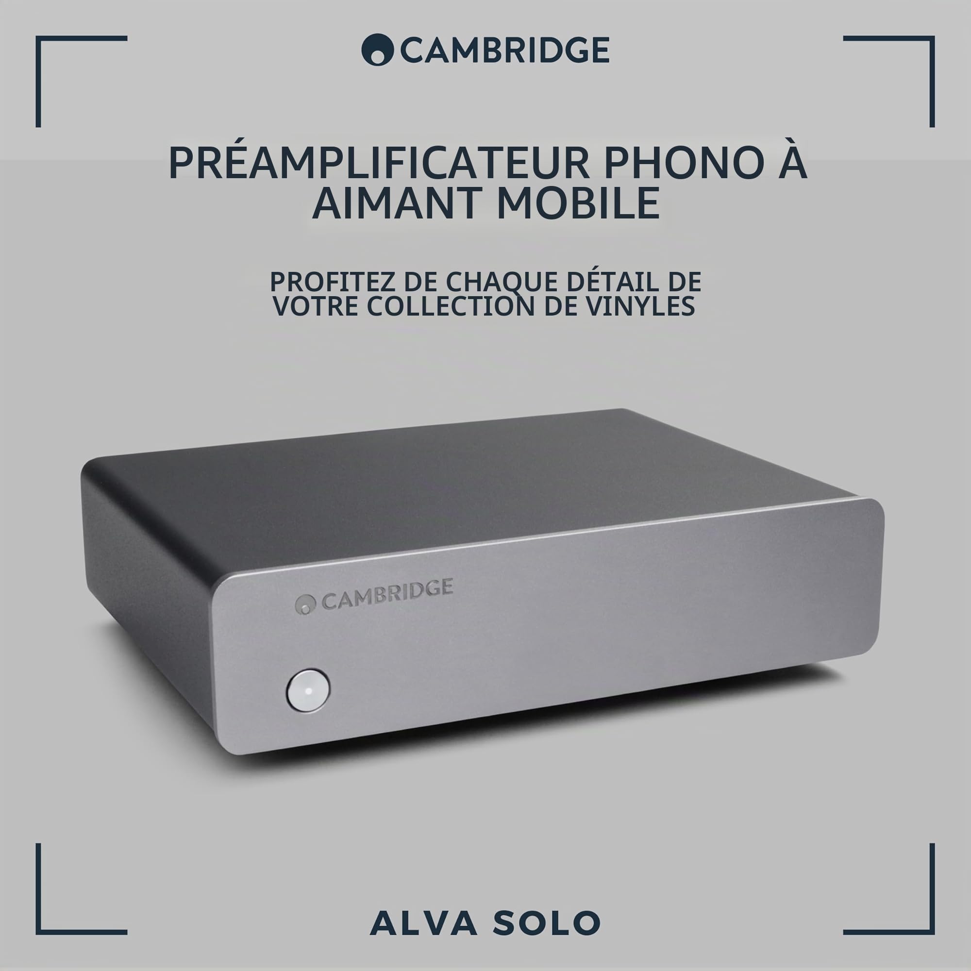 Cambridge Audio Alva Solo – Préamplificateur phono aimant mobile, préampli stéréo HiFi pour tourne-disque & vinyle, faible bruit - Gris Lunaire