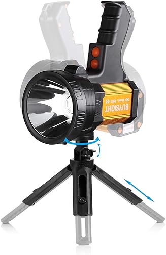 Miniatura 5 de BUYSIGHT Foco recargable, linterna de mano de 1000 lúmenes altos, linterna grande ligera y súper brillante reflector (aleación de aluminio dorado)