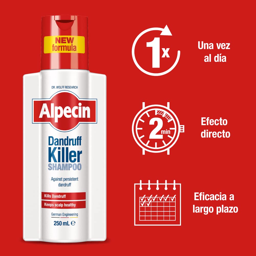 Alpecin Killer Shampoo Anticaspa 3x250 ml | Champu Anticaspa Cabello | Champú Anticaspa para limpiar el cabello graso y mantener el equilibrio del cuero cabelludo