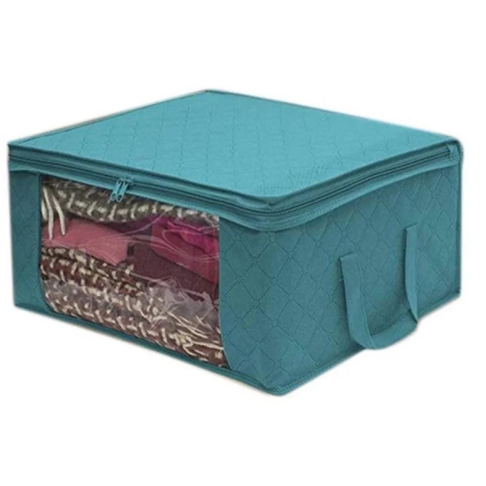 FCfpxwtz Clothes Storage Bags, Underbed Storage Boxes Large Capacity Non-Woven Multicolor Clothes Quilt Blanket Organizer(Blue)