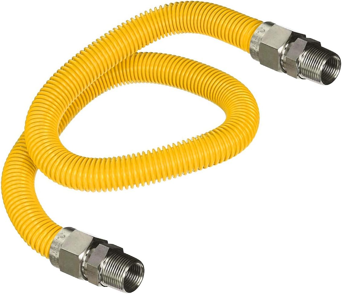 Gas Connector Kit 18 inch Yellow Coated Stainless Steel, 3/