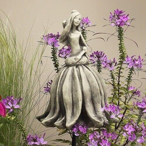 Blütentänzerin Blumenkind Sonnenhut frostfester Betonguss zum Aufstecken - seidenmatt grau - Zauberblume - Garten Figur - Blumenkinder