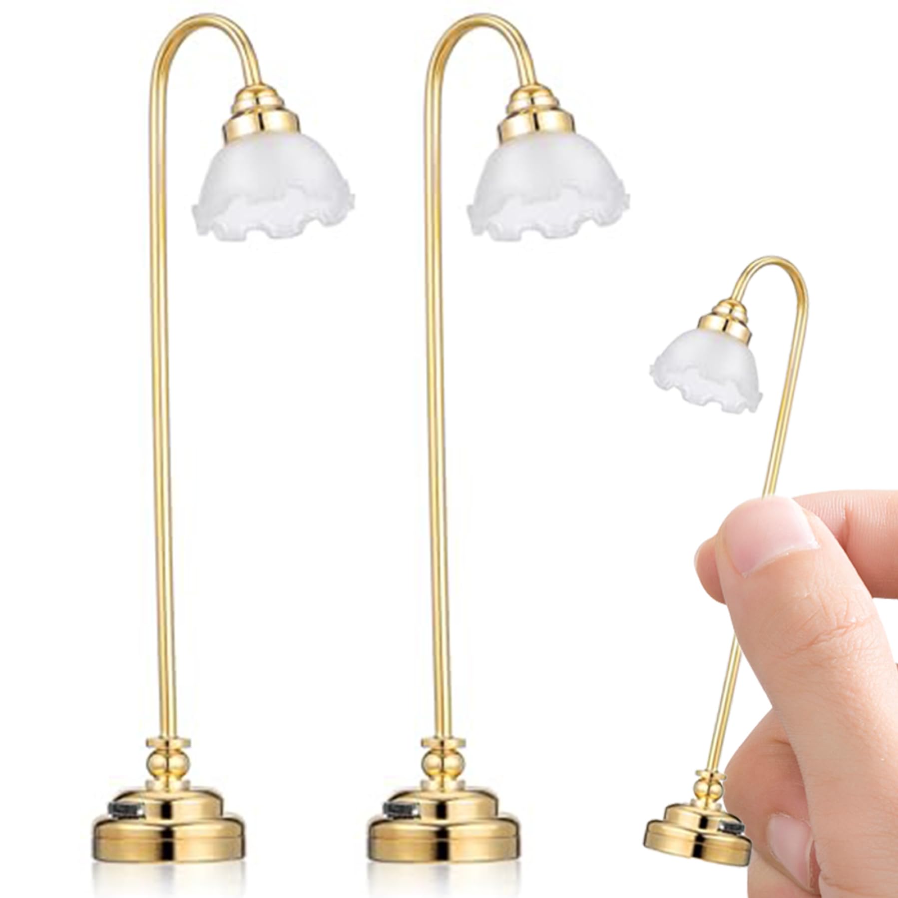 Vistnale Dollhouse Miniatures|2Pcs Dollhouse Lights Realistic 1/12 Miniature Lamp, Mini Led Lights with Switch Battery Operated Lighting for DIY Decoration Accessories