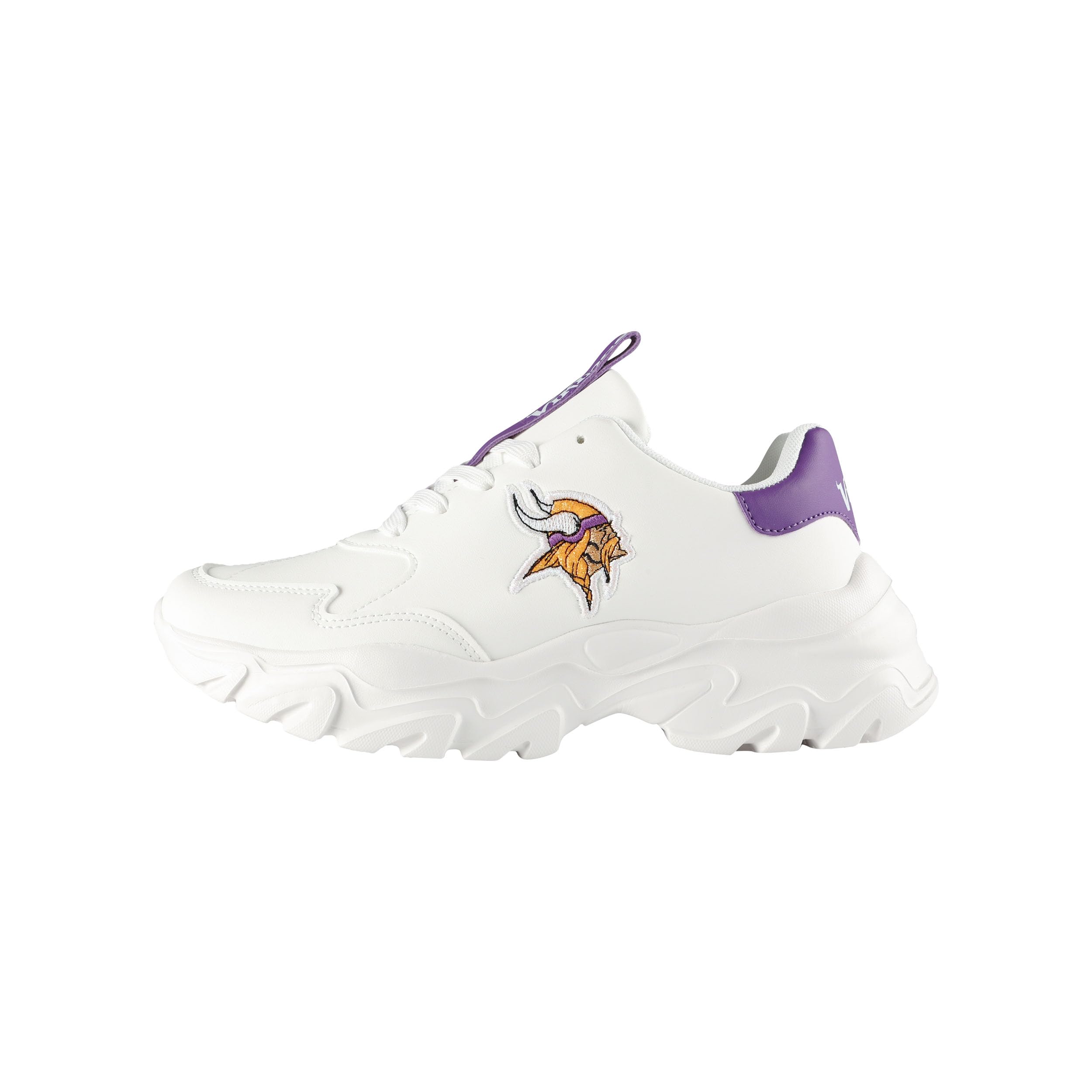 FOCO Womens NFL Team Glitter Big Logo Vintage White Chunky Sneakers