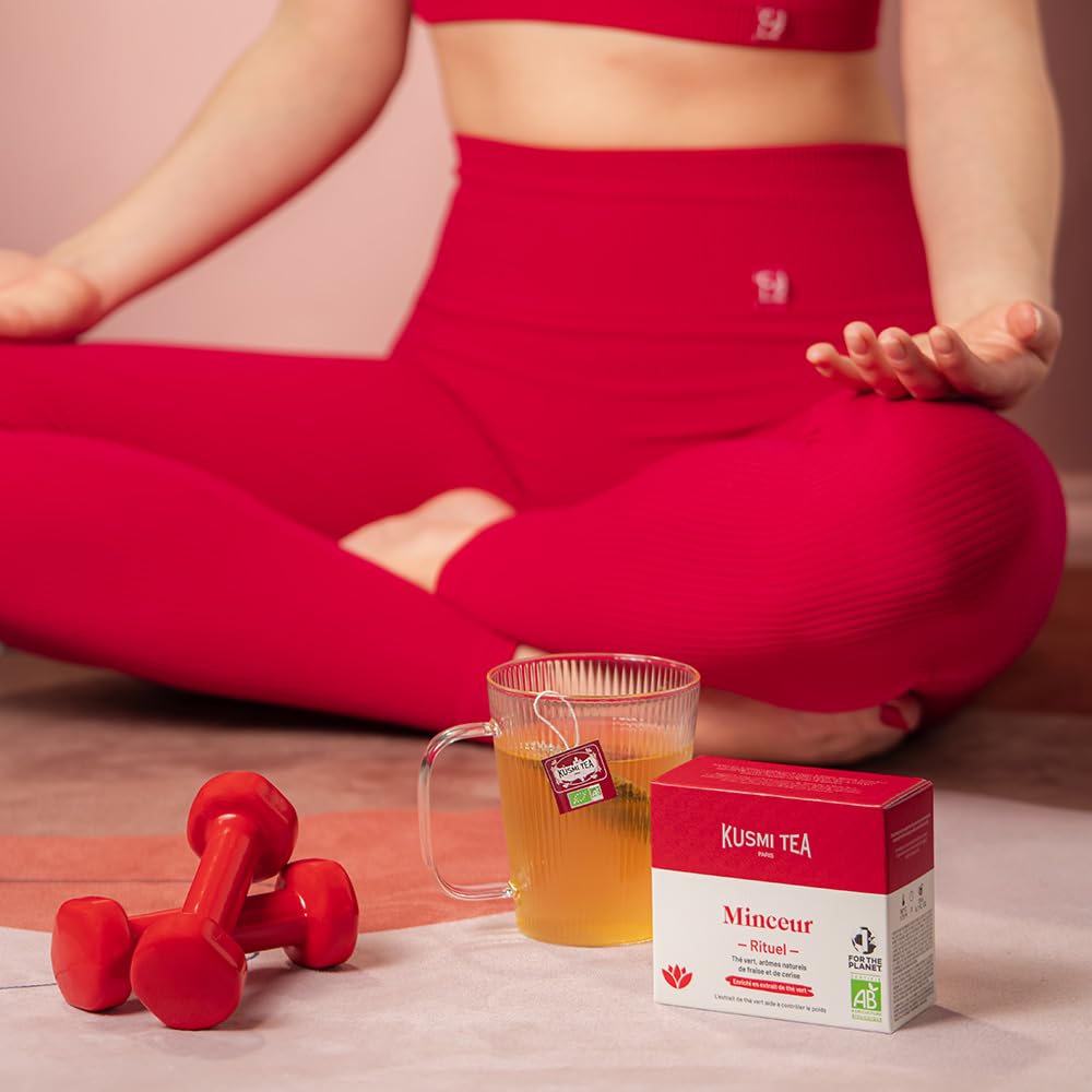 Kusmi Tea - Slim Ritual - Schlankheitstee - Angereichert mit Grüntee-Extrakt - Erleichtert die Gewichtsabnahme - Erdbeere und Kirsche - Loser Tee - 100 g Metalldose für etwa 50 Tassen