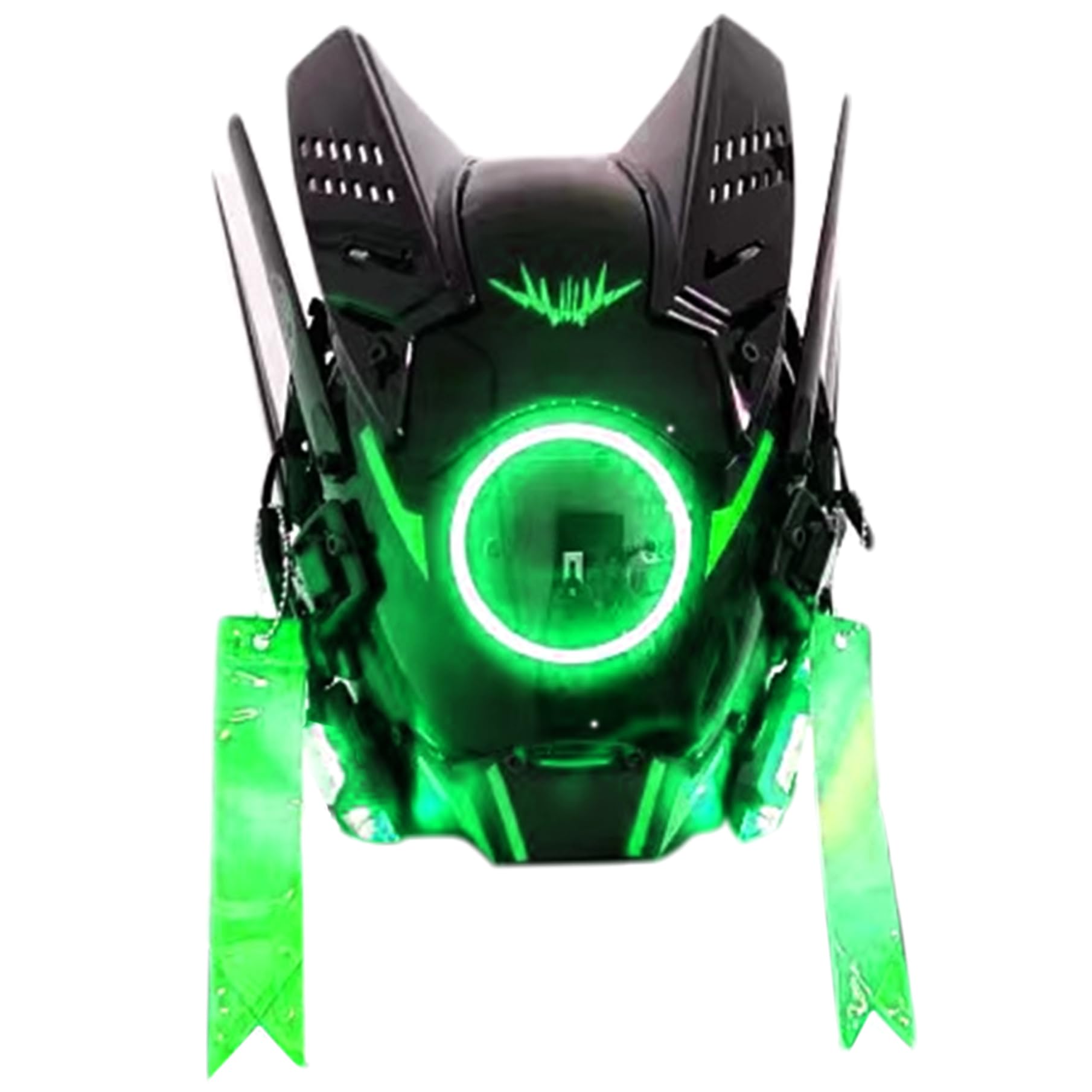 Masque punk, casque cool à lumière ronde LED, cyber-masque de style futuriste Techwear pour fête, festival de musique, cosplay