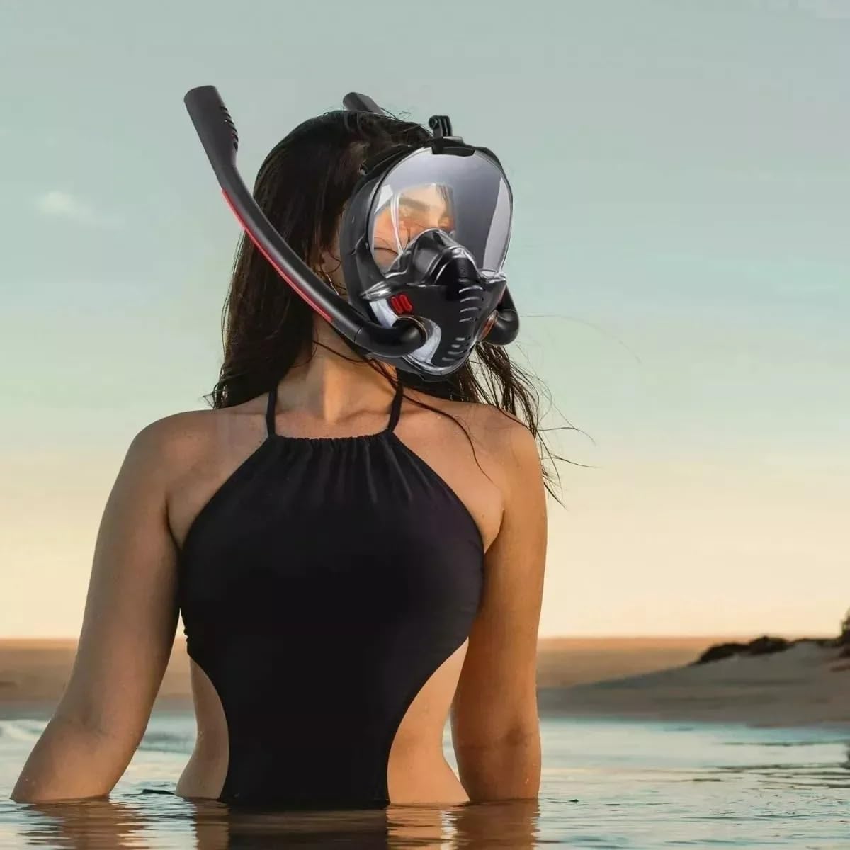 Buceo Máscara de Snorkel Máscara de Snorkel de Doble Tubo de Silicona, máscara de Buceo Completamente Seca, máscara de natación para Adultos, Gafas de Buceo