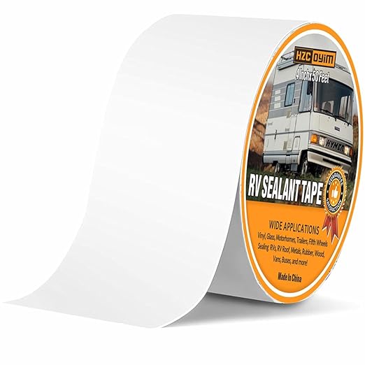 RV Roof Tape, RV Sealant Tape White, 4" x 50' Weatherproof, UV-Resistant Roofing Tape, RV Camper Roofing Repair Sealant Tape for Camper, Boat Sealing, Window, Truck Stop Camper Roof Leaks (4in x 50ft)