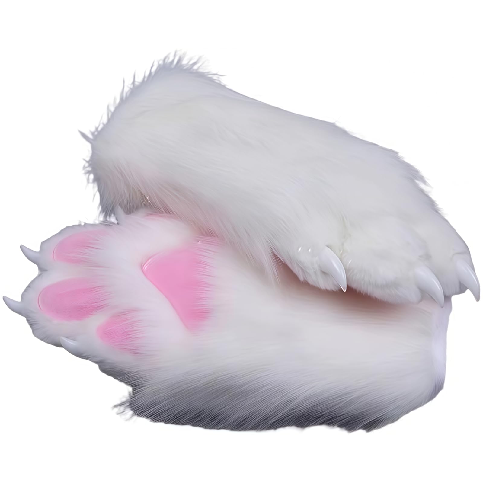 Fursuit paws gloves Multiple colors to choose from Furry claws Cosplay exhibition costumes Cat paw glove (white, One Size) — image 1