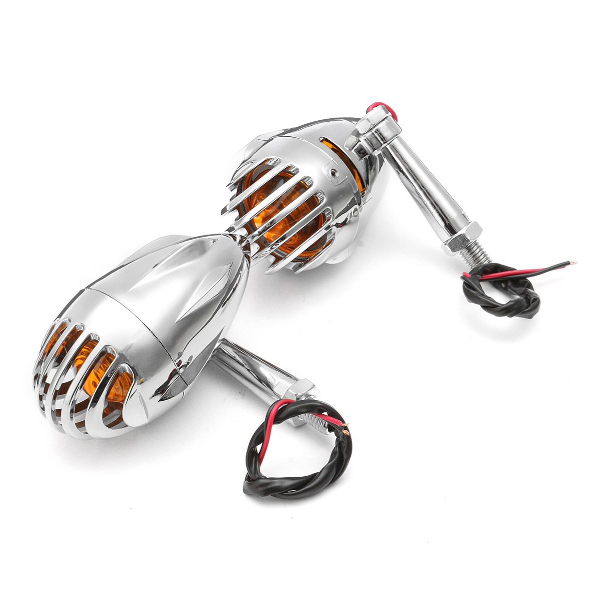 Momoala Chrome Alamor Pair Motorcycle Grille Bullet Turn Signal Indicator Amber Light For Harley Chopper