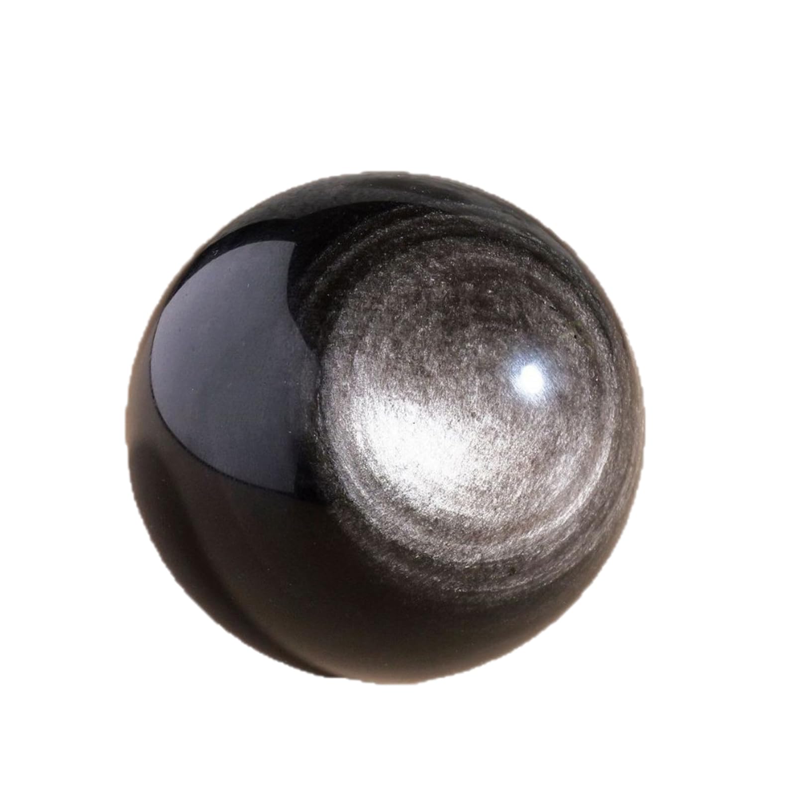 Phhxkkuo Silver Obsidian Crystal BallPolished Natural Silver Obsidian Sphere Quartz Crystal Sphere Meditation Feng Shui Energy Cleansing Protection Office Decor,3.5~4cm