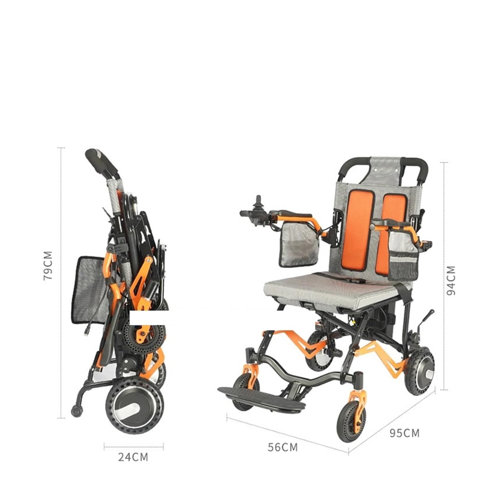 Ultralekki, Składany, Czterokołowy Elektryczny Wózek Inwalidzki Ze Stopu Aluminium Dla Osób Niepełnosprawnych I Starszych Wygodna Płynna Mobilność(Orange)