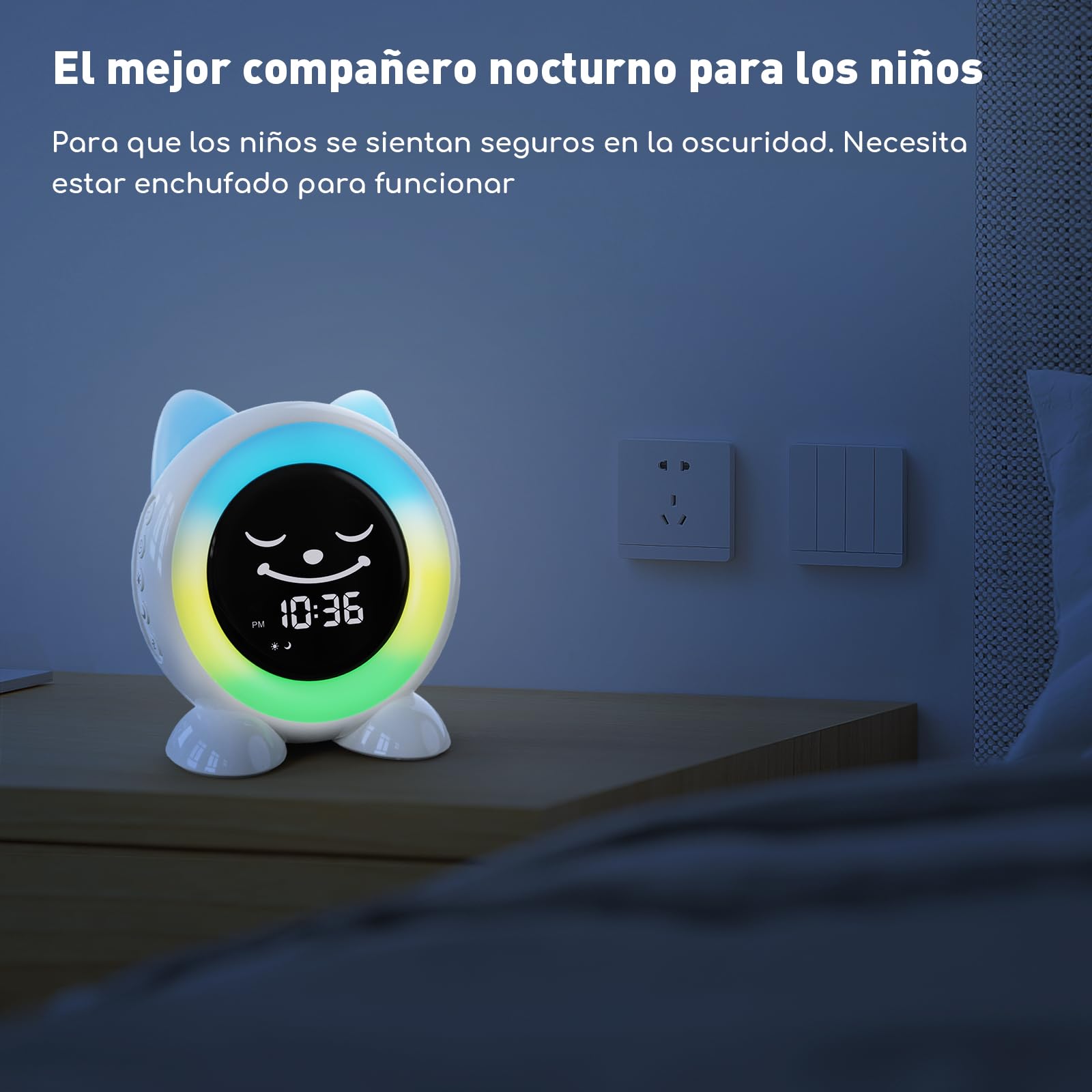 I·CODE Reloj Despertador Infantil, Entrenador del Sueño Infantil con Emoji y Luz Nocturna, Adorable Reloj Despertador para Niñas y Niños Primero en la Escuela