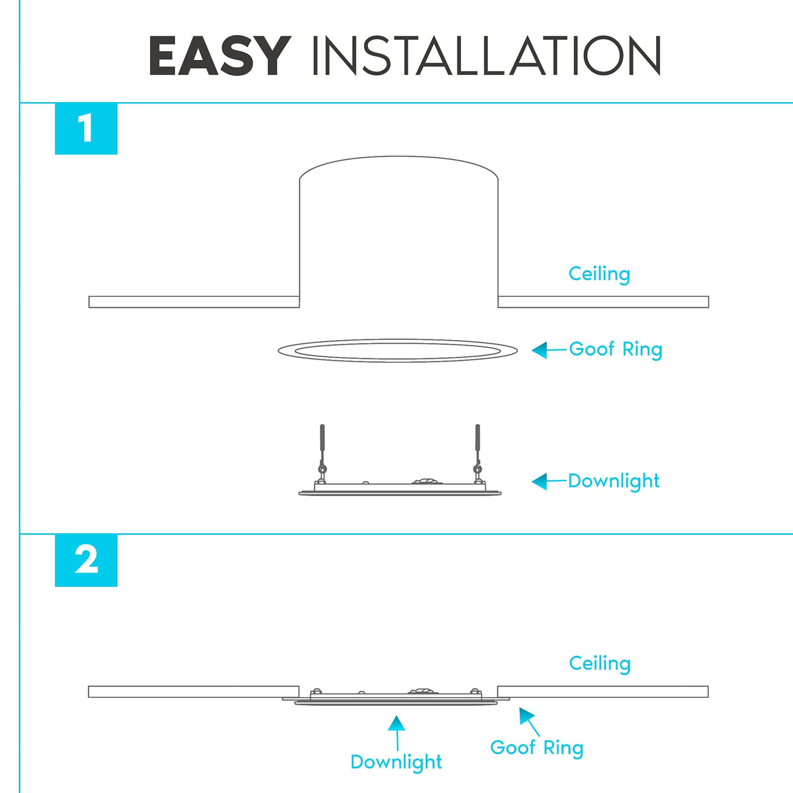 Luxrite 6 Pack White Goof Trim Ring for 5/6 Inch Recessed Lights and Ceiling Light Fixtures, Outer Diameter 8 Inches, Inner Diameter 6.14 Inches, Metal Construction, Cover Damaged or Messy Ceilings — Amazon image 6