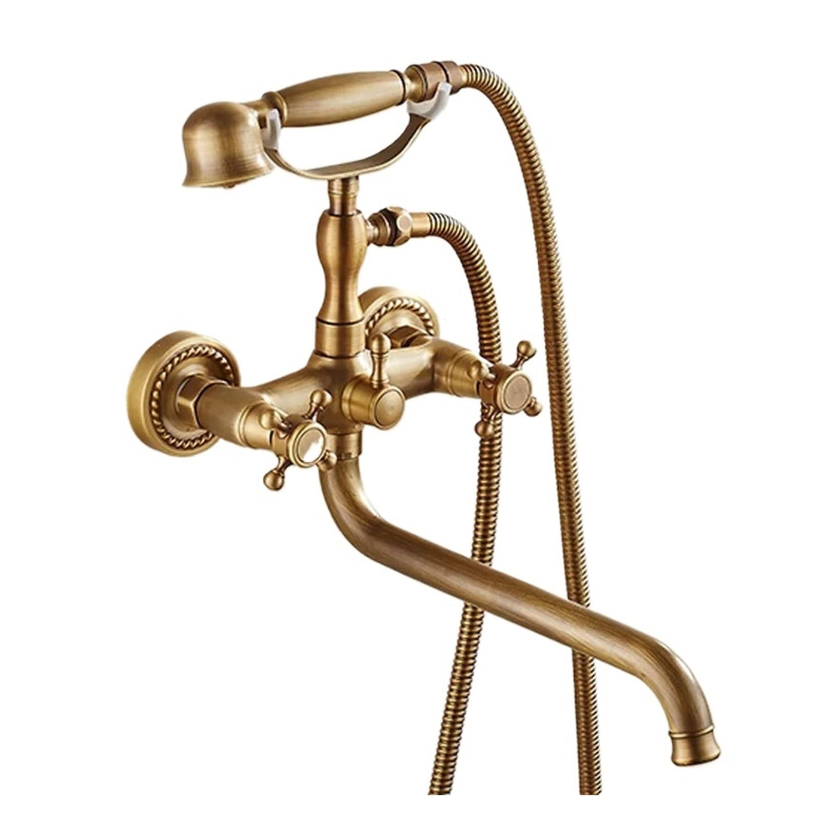 Grifo de ducha de baño anticaídas con caño de 30 cm giratorio de latón