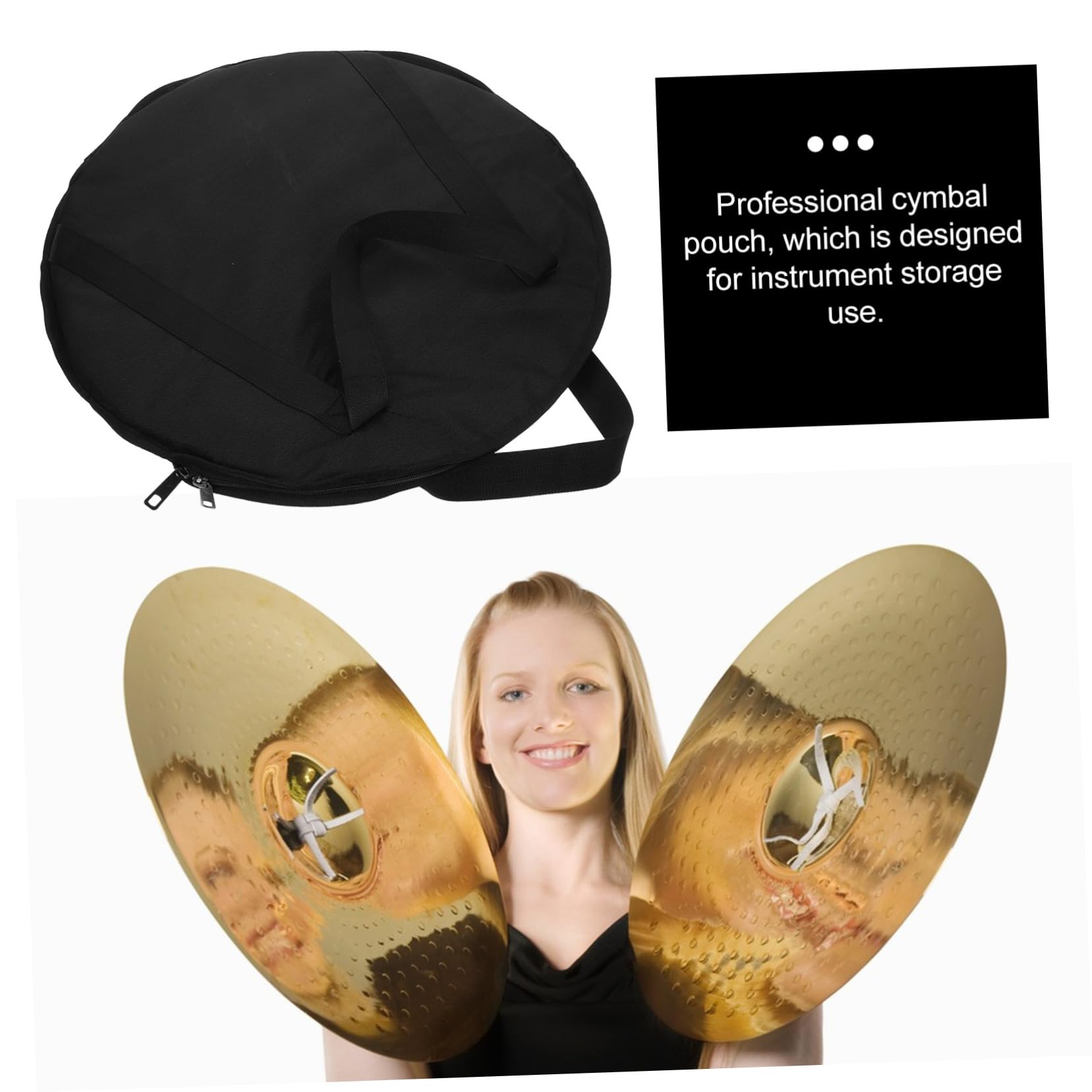 Bolsa de Almacenamiento de Instrumentos Redonda para Platillos, Negra