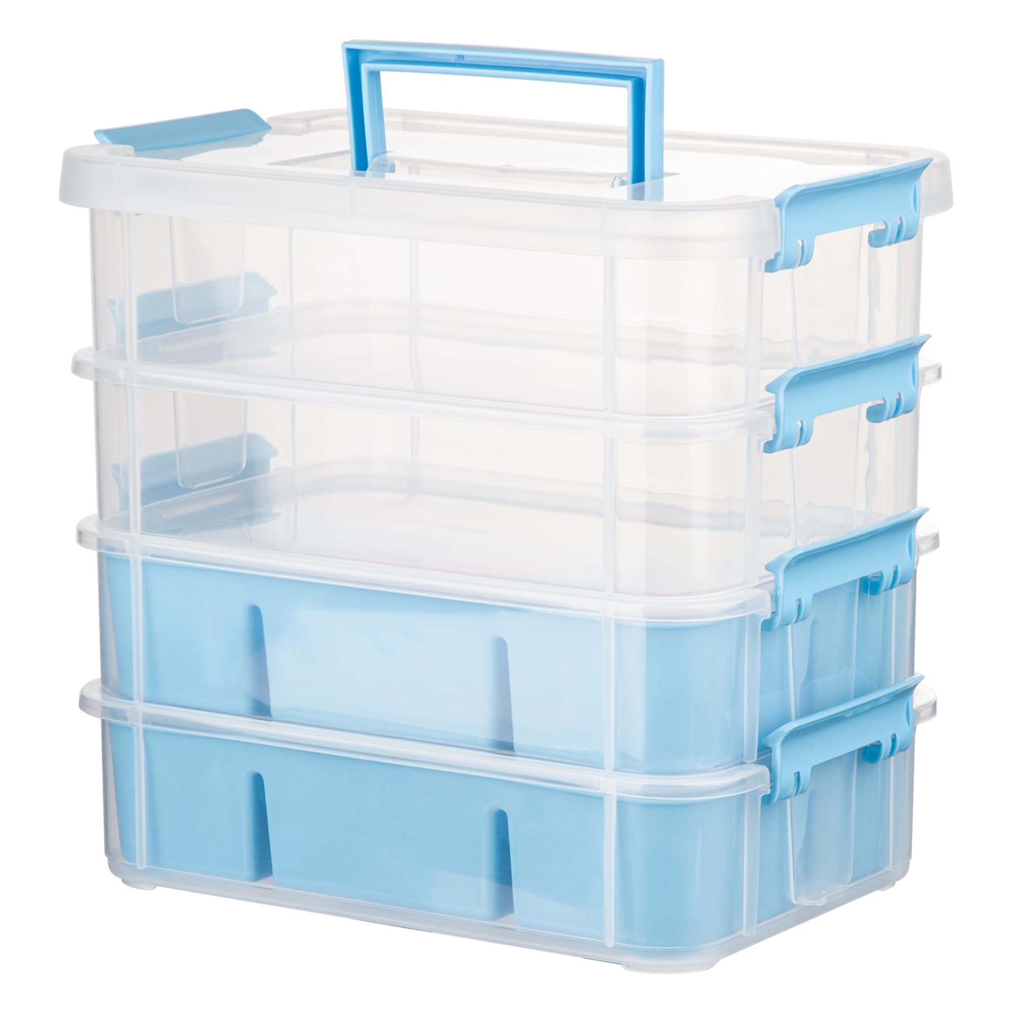 Craft Organizers and Storage, 10QT 4-Layer Durable Sewing Organizer for Sewing Supplies with 2 Removable Trays, DIY Kit Container for Seasonal Decor, Tool, Scrapbook and Art Supplies — view 11