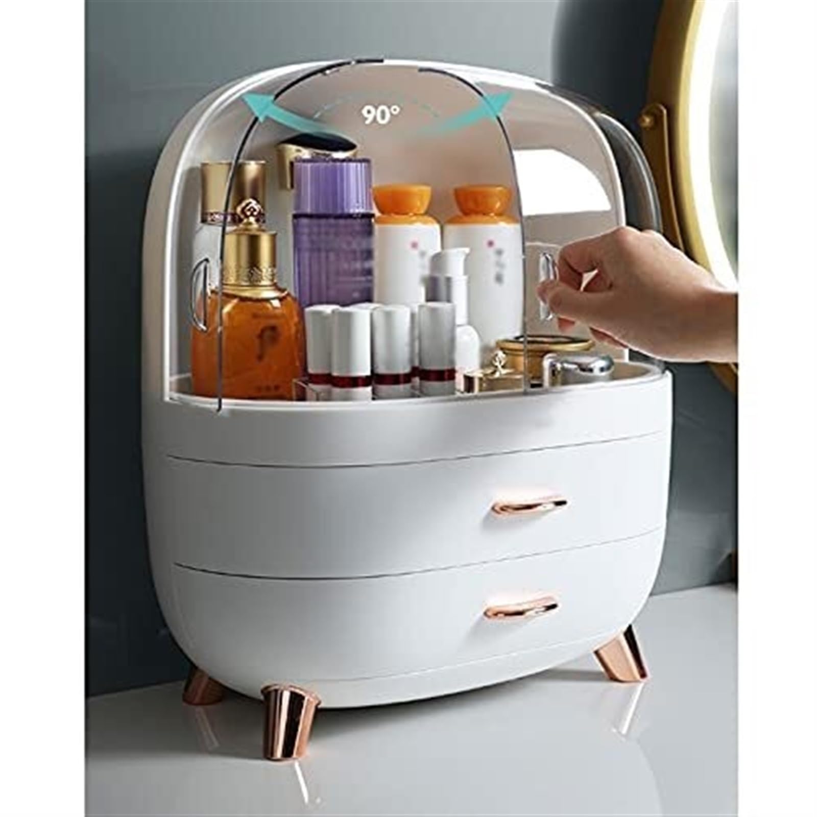 Rangement Maquillage Organisateur De Maquillage De Bureau Boîte De Rangement pour Cosmétiques Rouge À Lèvres Stockage De Produits De Soins De La Peau Rangement Produit de Beauté(29.5 * 18.5 * 32cm)