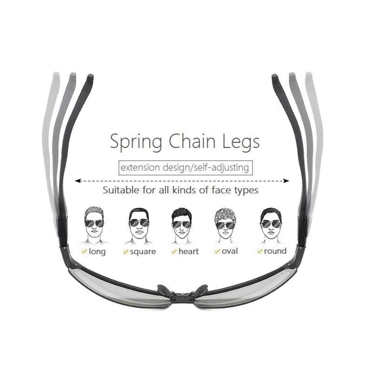 Occhiali da sole polarizzati fotocromatici per gli uomini Sport Day & Night Vison Driving Glasses Anti Glare Shades Spring Hinges