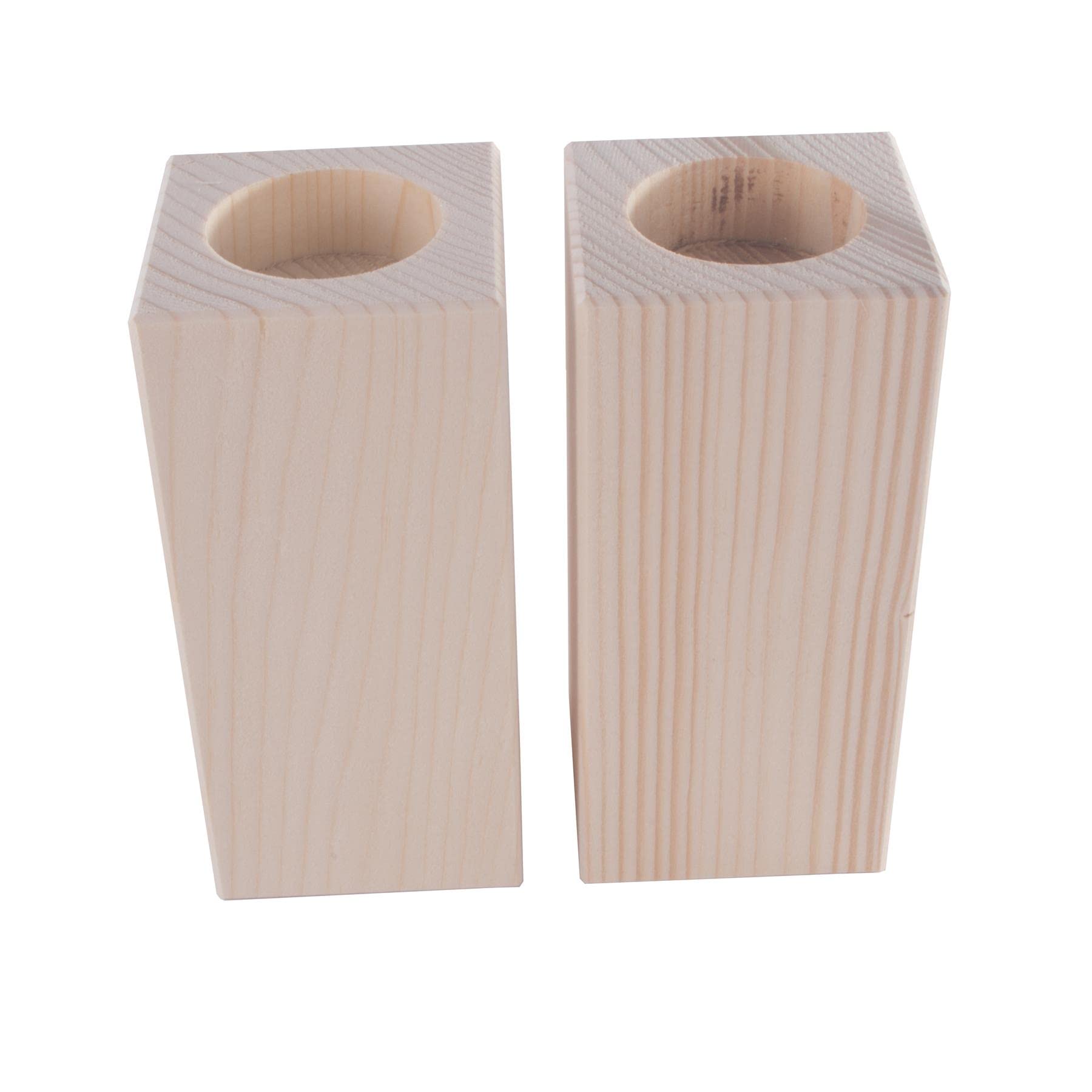 Woodeedoo Light Square Wooden Tea Candle Holder | Pinewood | 2X Large | 60 X 60 X 130 Mm | Unpainted Plain Blank Decorative Wood For Craft Decoupage