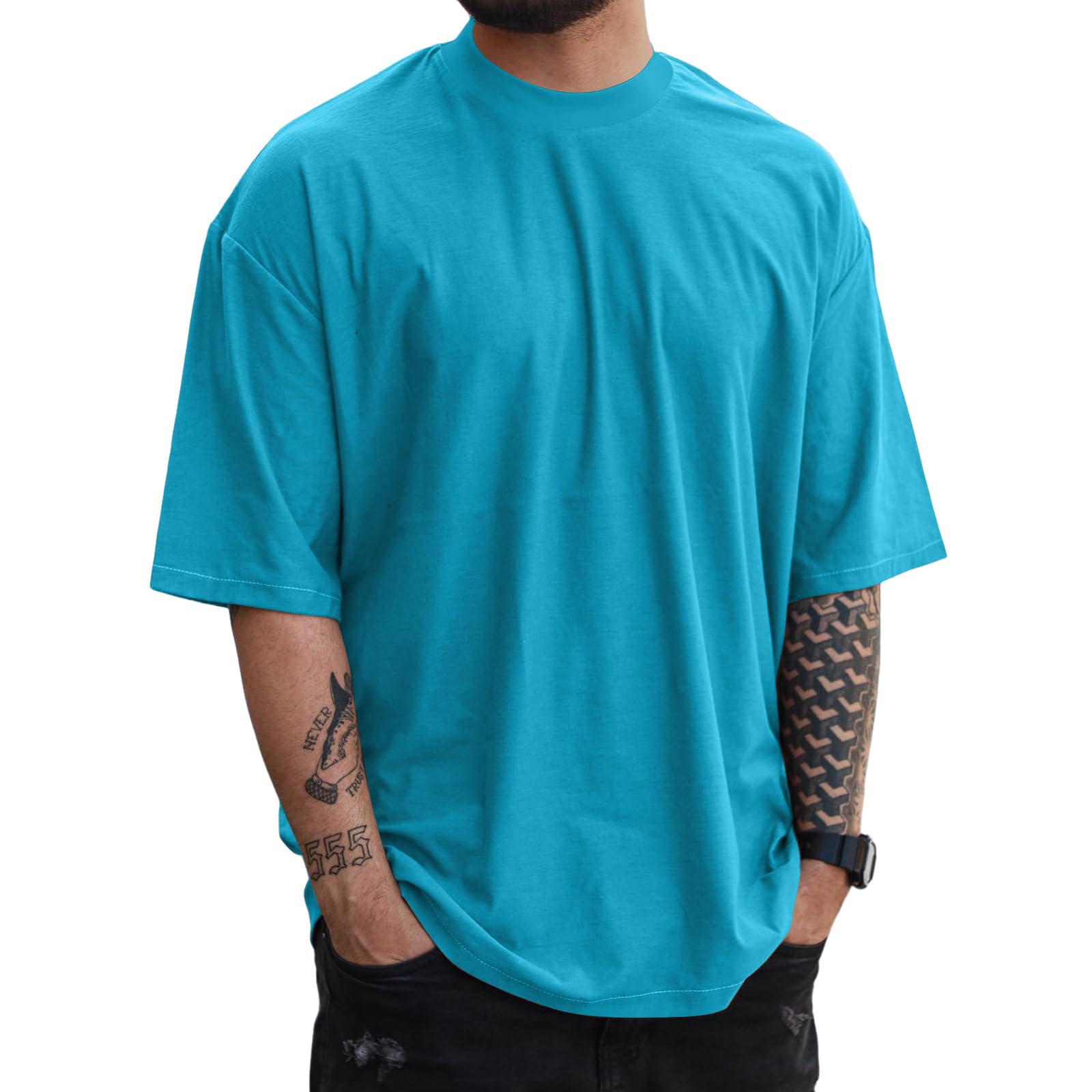 YawYews Mens Fashion Short Sleeve Tshirts Workout Oversize Pullover Solid  Color Casual Tees