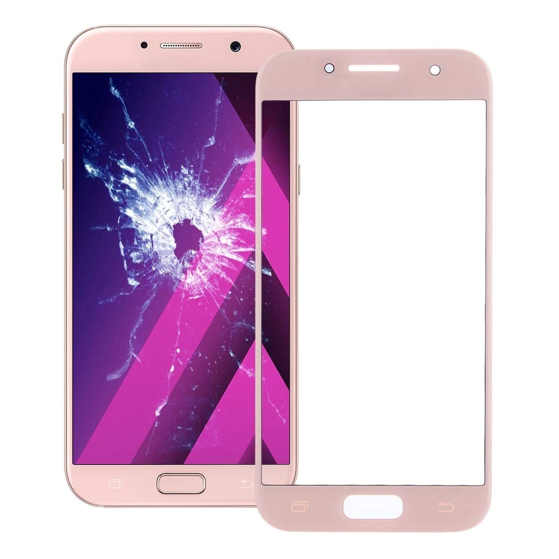 BTCC AYCC Front Screen Outer Glass Lens for Galaxy A7 (2017) / A720 (Black) (Color : Pink)