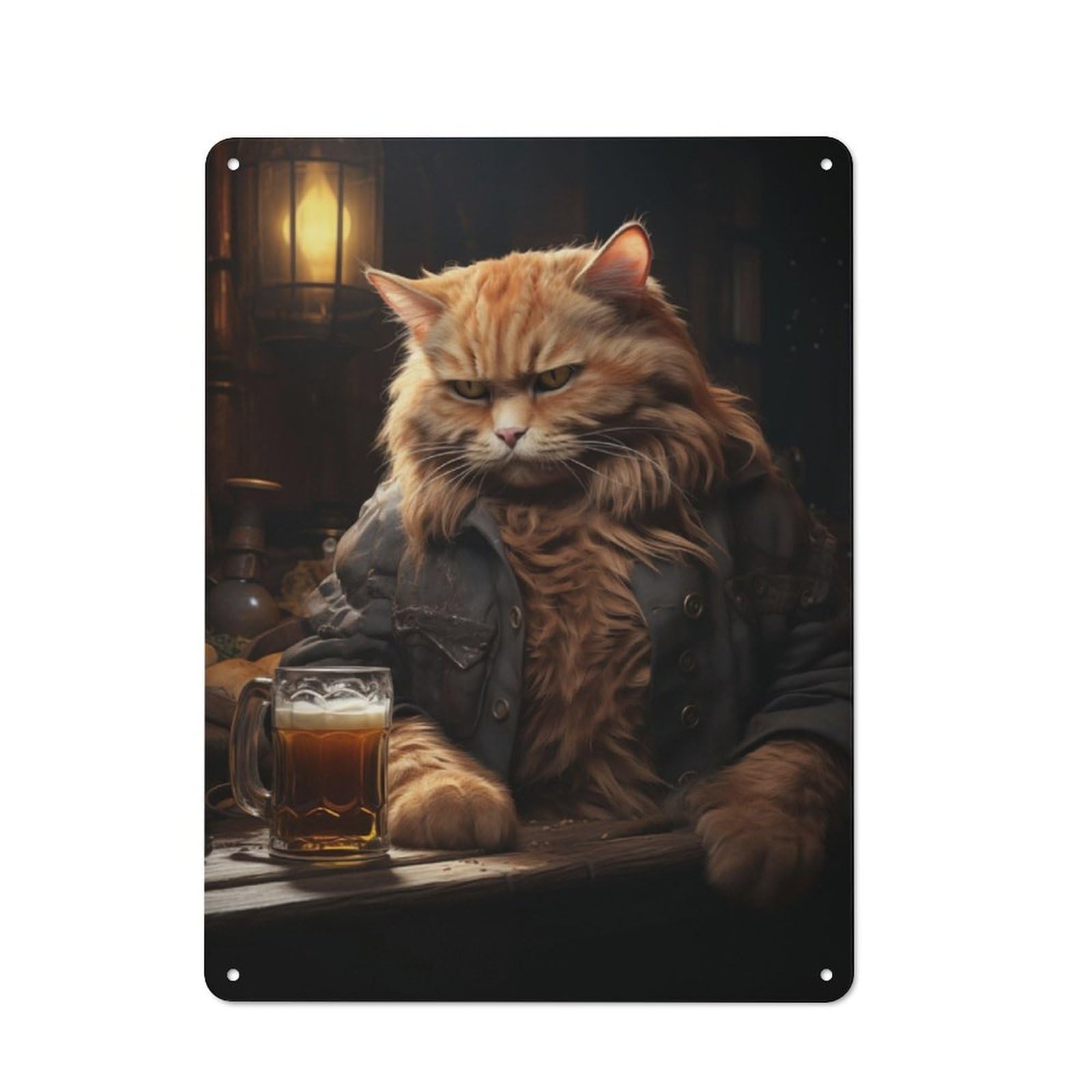 Junmoney Angry Fat Cat Bar Retro Tin Sign 40X30cm Featuring For Bar Or Restaurant, For Metal Sign Collectors, For Garage And Workshop Walls
