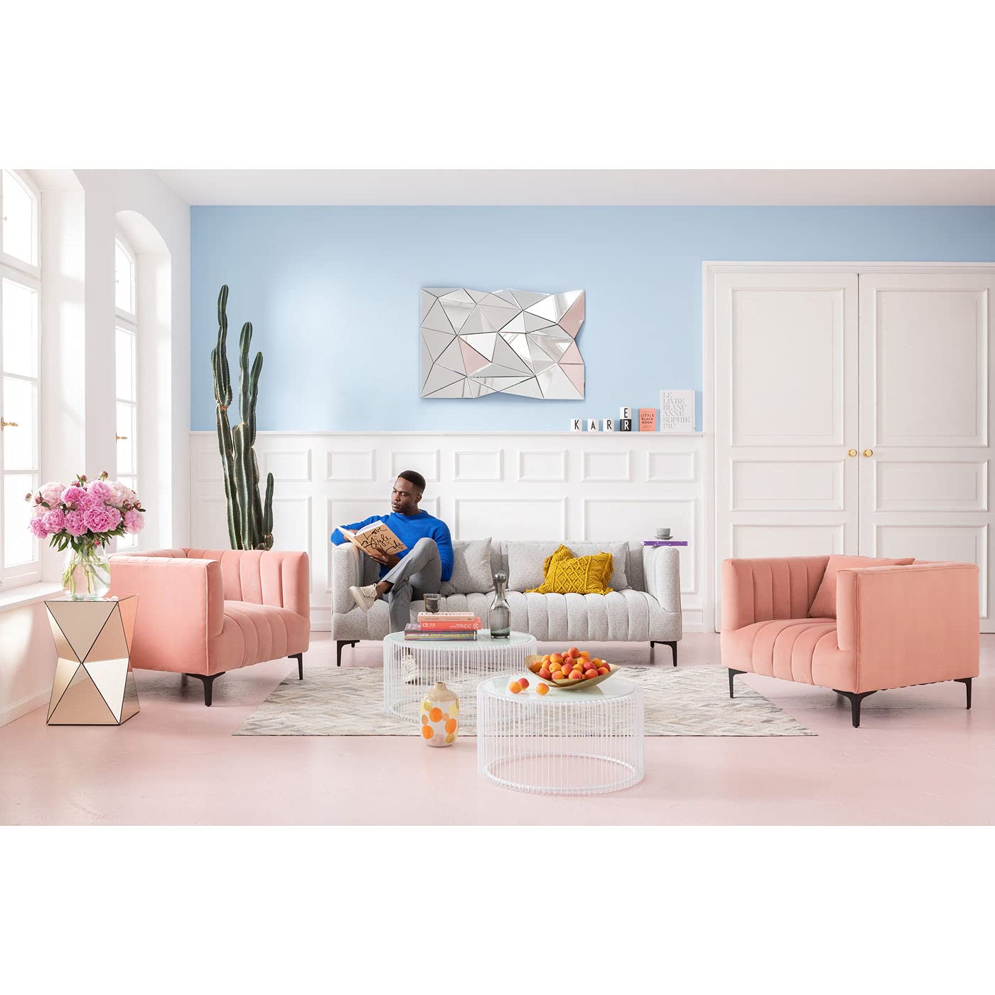 Kare Design specchio Prisma,argento, 120x80x10cm, grande, rettangolare, triangolini a specchio