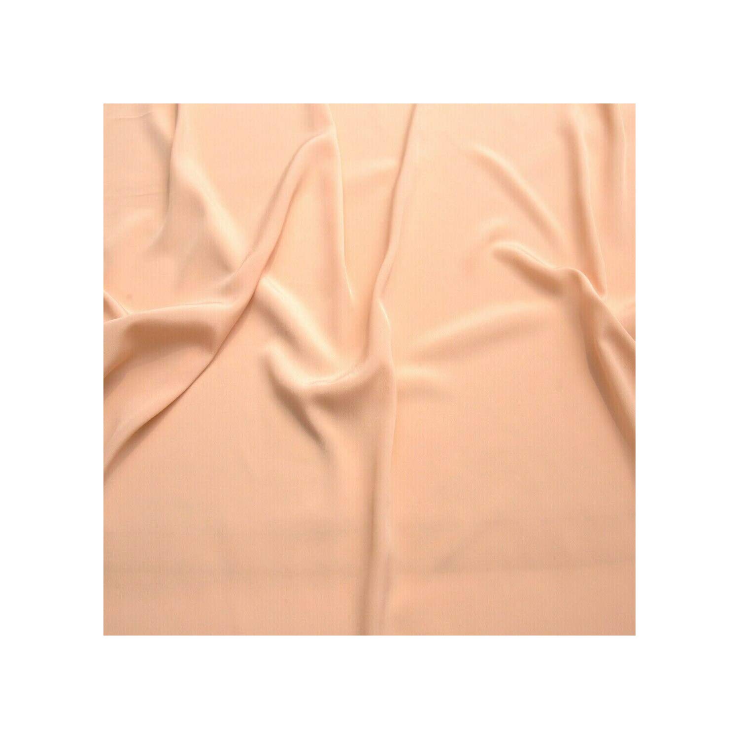 Fabrics King ONLINE Premium Crepe De Chine Fabric Silky Plain Dyed 45" - 112cm Wide Per Metre (Peach, 1 METRE)