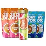 Skinny Boost Tea Kit-2 Pack-2 Plus Free Fruit Slice Tumbler- 2 Daytime Teas (28 Bags/Pouch) 2 Evening Detox Teas (14 Bags/Pouch) Non GMO, Vegan, All Natural Detox and Cleanse